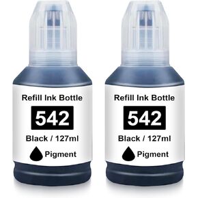 Compatible 542 Ink Refill Bottles Repacements for 542 Ink Epson Printer ET 5800, ET 5850, ET 5880, ET 16600, ET 16650, ET C8000, Pigment Ink 542 Black