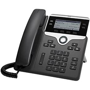 هاتف Cisco 7841 IP باللون الأسود والفضي، هاتف سلكي 4 خطوط LCD يدعم أربعة خطوط، 3.5 بوصة 396 162، 2 × 10/100/1000BASE-T، PoE، أسود/فضي