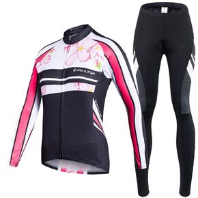 Womens Cycling Jersey Set Long Sleeve Breathable 3D Gel Padded Pants Full Zip Riding Wear UV Protection …