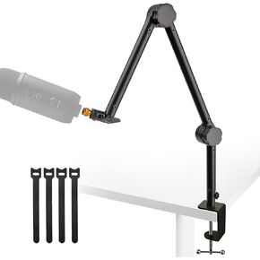 Mic Boom Arm Stand, Adjustable Suspension Arm Stand with Desk Mount Clamp, 5/8"-3/8" Screw Adapter, Cable Ties, for HyperX QuadCast, Blue Yeti Microphone & Shout Mount