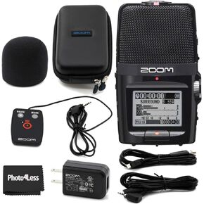 Zoom H2n Handy Recorder + Zoom SPH-2n Accessory Pack for the H2n + Black Cleaning Cloth