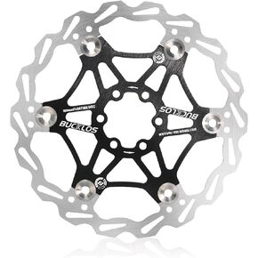 BUCKLOS 160mm 180mm 203mm Floating Disc Brake Rotor, Stainless Steel MTB Brakes Rotors with 6PC Bolts, Ultra-light Floating Disc Rotor fit Mountain Bike Road Bikes BMX（Black、Red）
