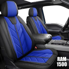 Pickup Seats Covers Compatible with Dodge Ram 1500 2009-2024 Limited Laramie Big Horn Truck Pleather Seat Covers Custom Fit Dodge Ram 2500 3500 Crew Cab& Quad Cab (Black)