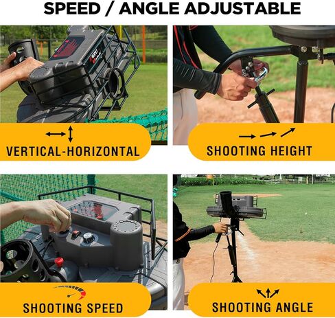 Furlihong 777BHA 2 في 1 آلة البيسبول والكريكيت، زاوية وسرعة قابلة للتعديل، عجلات مزدوجة، 30 إلى 95 ميلا في الساعة، رمي أي نوع من الملعب، تأتي مع 3 كرات تدريب in Kuwait