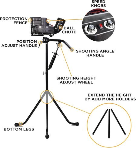 Furlihong 777BHA 2 في 1 آلة البيسبول والكريكيت، زاوية وسرعة قابلة للتعديل، عجلات مزدوجة، 30 إلى 95 ميلا في الساعة، رمي أي نوع من الملعب، تأتي مع 3 كرات تدريب in Kuwait