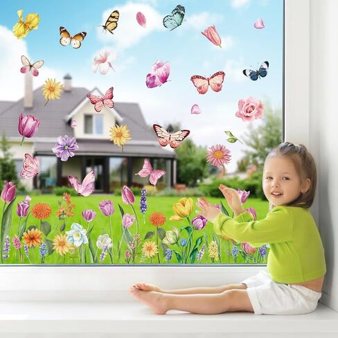 Spring Window Clings, YUOROS Butterfly Flower Window Stickers for Glass Windows in Saudi Arabia