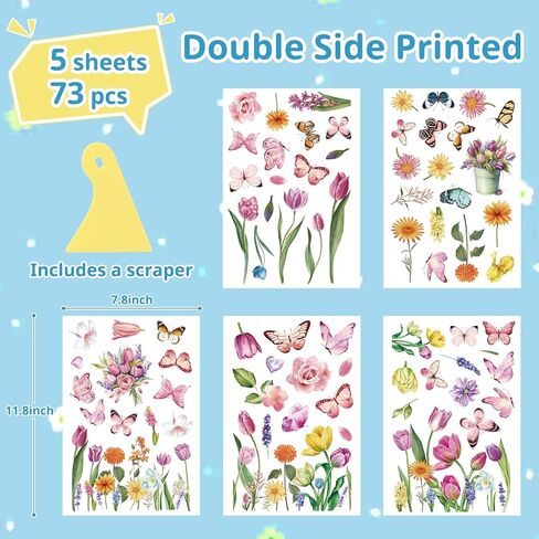 Spring Window Clings, YUOROS Butterfly Flower Window Stickers for Glass Windows in Saudi Arabia