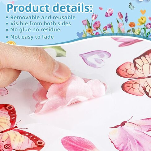 Spring Window Clings, YUOROS Butterfly Flower Window Stickers for Glass Windows in Saudi Arabia
