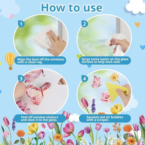 Spring Window Clings, YUOROS Butterfly Flower Window Stickers for Glass Windows in Saudi Arabia