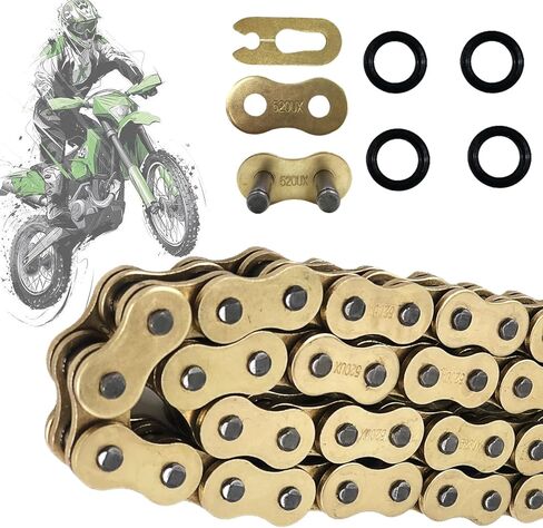520 X-Ring Chain, 98 Links Heavy Duty Motorcycle Gold Chain with Connecting Master Link in Kuwait