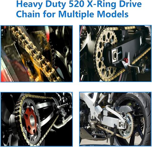 520 X-Ring Chain, 98 Links Heavy Duty Motorcycle Gold Chain with Connecting Master Link in Kuwait