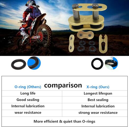 520 X-Ring Chain, 98 Links Heavy Duty Motorcycle Gold Chain with Connecting Master Link in Kuwait