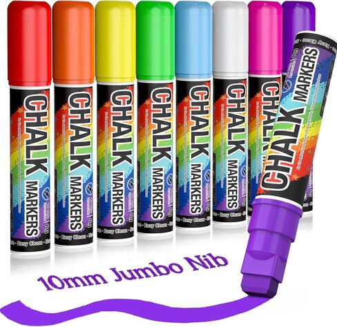 White Window Chalk Markers Pen: 6 Pack White Glass Marker, Liquid Chalk Marker for Chalkboard Signs, Car Window Paint Marker Pen for Bistro, Jars, Erasable, Non-Toxic, 5 Nib Sizes (1, 3, 6, 10, 15mm) in Saudi Arabia