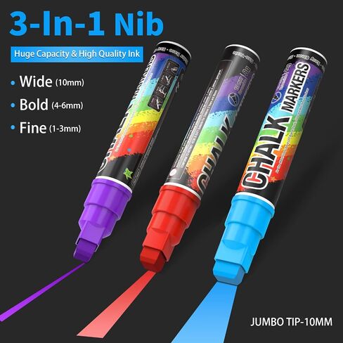 White Window Chalk Markers Pen: 6 Pack White Glass Marker, Liquid Chalk Marker for Chalkboard Signs, Car Window Paint Marker Pen for Bistro, Jars, Erasable, Non-Toxic, 5 Nib Sizes (1, 3, 6, 10, 15mm) in Saudi Arabia