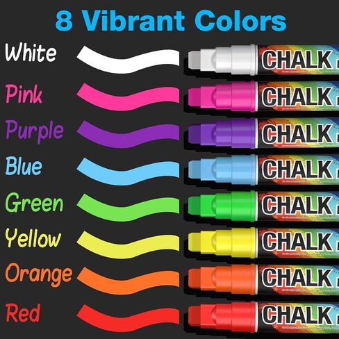 White Window Chalk Markers Pen: 6 Pack White Glass Marker, Liquid Chalk Marker for Chalkboard Signs, Car Window Paint Marker Pen for Bistro, Jars, Erasable, Non-Toxic, 5 Nib Sizes (1, 3, 6, 10, 15mm) in Saudi Arabia