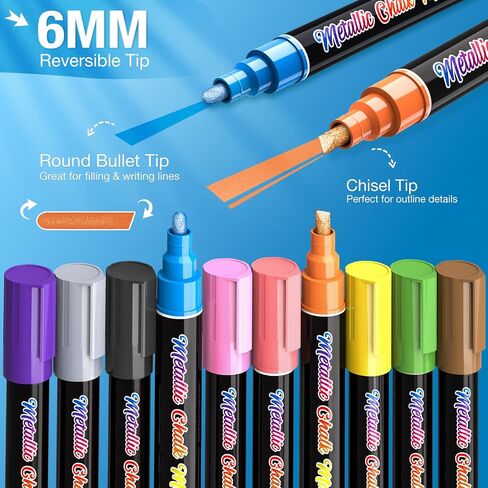 White Window Chalk Markers Pen: 6 Pack White Glass Marker, Liquid Chalk Marker for Chalkboard Signs, Car Window Paint Marker Pen for Bistro, Jars, Erasable, Non-Toxic, 5 Nib Sizes (1, 3, 6, 10, 15mm) in Saudi Arabia
