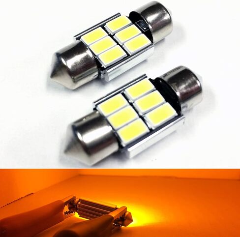 SoCal-LED 2X 3022 31mm Festoon LED Bulbs Canbus 6W High Power Bright SMD 5730 Interior Dome Light, Map Light, Yellow (Amber) in Saudi Arabia