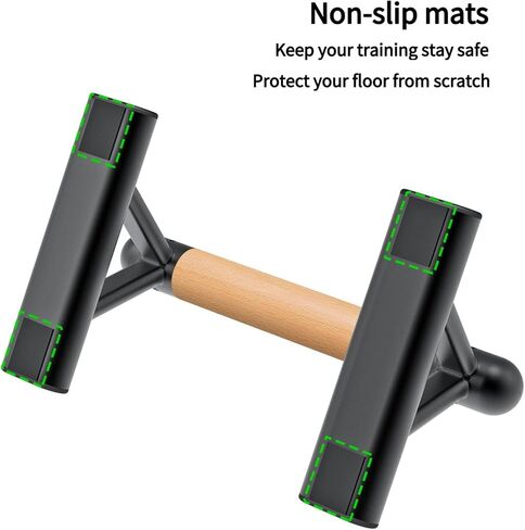 SELEWAERE Wood Parallettes Floor Workout Push Up Handles Non-Slip Pushup Bars Handstand Bars for Calisthenic Fitness Solid Wood with Sturdy Steel Tubing Feet, Load up to 600 lbs in Kuwait