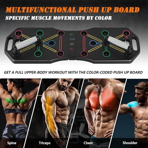 لوح رفع متعدد الوظائف، مقابض شريط دفع لأعلى، معدات تمرين منزلية محمولة، حوامل تدريب القوة الاحترافية مع أشرطة مقاومة وبكرة للبطن للرجال والنساء على الأرض in Kuwait