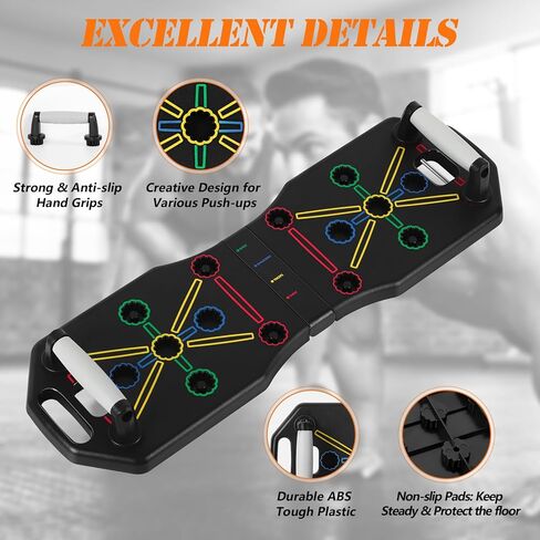 لوح رفع متعدد الوظائف، مقابض شريط دفع لأعلى، معدات تمرين منزلية محمولة، حوامل تدريب القوة الاحترافية مع أشرطة مقاومة وبكرة للبطن للرجال والنساء على الأرض in Kuwait
