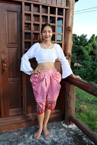 RaanPahMuang Sukhothai Traditional Mixed Fabric JonGrabaen Thai Pants in Saudi Arabia