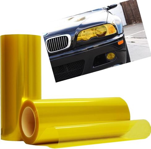 Optix JDM Yellow Tint Vinyl Cover Wrap Film Gloss Headlight Fog Lights - 12" x 36" Inch in Kuwait