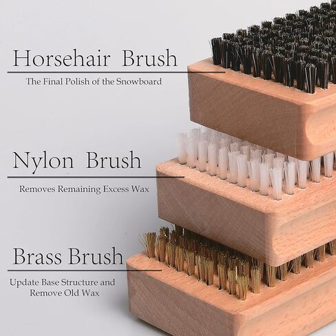 مجموعة شمع لوح التزلج، مجموعة شمع التزلج، مجموعة فرش لوح التزلج مكونة من ثلاثة مجموعة فرش هيكل قاعدة متجددة، مجموعات فرش من النايلون/النحاس/شعر الخيل للتزلج على الجليد in Kuwait