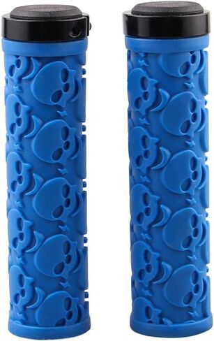 2 Pcs Bike Handlebar Grips Skull Pattern Bicycle Grips Soft Rubber Lock-on Handle Grips for Bicycle Mountain BMX in Saudi Arabia