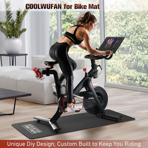 سجادة الدراجة لدراجة Peloton أو مداسها، سجادة سميكة لحماية السجاد من COOLWUFAN لجهاز المشي والدراجة الثابتة، سجادة الدراجة، سجادة تمرين لركوب الدراجات في الأماكن المغلقة، سجادة اليوجا، ملحقات لبيلوتون in Kuwait