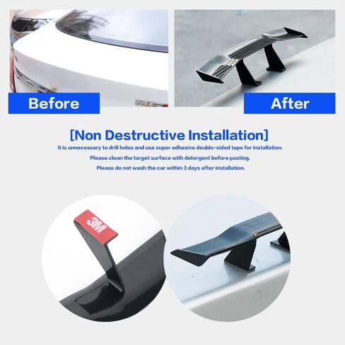 2 PCS Car Mini Spoiler Wing,6.7 Inch Car Tail Wing Mini Auto Carbon Fiber Texture Decoration Without Perforation,Universal Mini Tiny Trunk Spoiler Auto exteriores Rear Tail Wings for Most Cars in Saudi Arabia