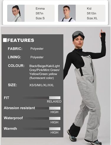 HOUZONIY Women's Ski Bibs Snow Ski Pants Waterproof Baggy Winter Loose Fit Overalls in Saudi Arabia