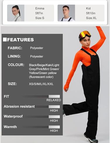 سروال التزلج على الجليد للنساء من HOUZONIY، مقاوم للماء، فضفاض للشتاء، فضفاض in Kuwait