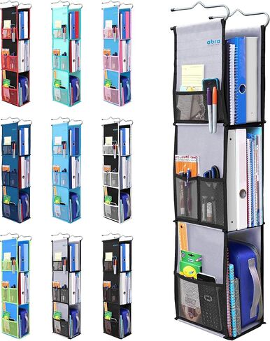 ABRA® 3 Shelf Hanging Locker Organizer for School, Gym, Work, Storage | Deep Shelves 6.5"x 9"| Eco-Friendly Fabric Healthy for Children | Adjustable School Locker Shelf from 3 to 2 Shelves (Black/Red) in Saudi Arabia
