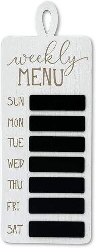 مخطط القائمة الأسبوعية من Farmhouse Wood - لوحة حائط سبورة بيضاء وسوداء للمطبخ وغرفة الطعام - 19 بوصة ارتفاع in Kuwait