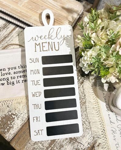 مخطط القائمة الأسبوعية من Farmhouse Wood - لوحة حائط سبورة بيضاء وسوداء للمطبخ وغرفة الطعام - 19 بوصة ارتفاع in Kuwait