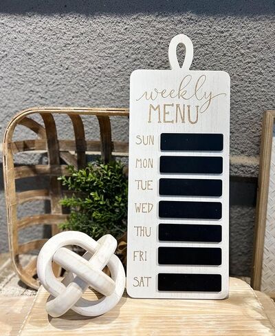 مخطط القائمة الأسبوعية من Farmhouse Wood - لوحة حائط سبورة بيضاء وسوداء للمطبخ وغرفة الطعام - 19 بوصة ارتفاع in Kuwait
