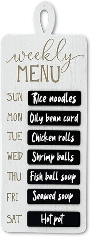 مخطط القائمة الأسبوعية من Farmhouse Wood - لوحة حائط سبورة بيضاء وسوداء للمطبخ وغرفة الطعام - 19 بوصة ارتفاع in Kuwait