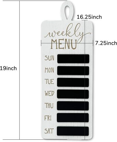 مخطط القائمة الأسبوعية من Farmhouse Wood - لوحة حائط سبورة بيضاء وسوداء للمطبخ وغرفة الطعام - 19 بوصة ارتفاع in Kuwait