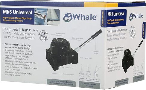 مضخة عالمية من Whale BP0510 Mk5، مضخة ماء آسن يدوية، معدل تدفق يصل إلى 17.5 جالون في الدقيقة، وصلات خرطوم 1 ½ بوصة، للقوارب 40 قدمًا وأطول in Kuwait