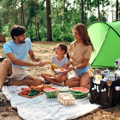 Multifunctional Storage Toolbox Carry Griddle,Large Grill Utensils Accessory Grilling Tools Basket Carrying Caddy Tool Tote Bag Storage Box Camp Cooking bbq Outdoor Picnic Organizer (Black) in Kuwait