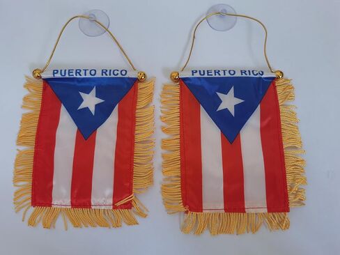 2pcs Peurto Rico Hanging Flag for Car rearview mirror，3 X 5 Inch Puerto Rican Small Mini Car Pennant Banner Flag in Saudi Arabia