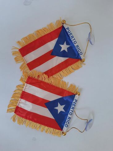2pcs Peurto Rico Hanging Flag for Car rearview mirror，3 X 5 Inch Puerto Rican Small Mini Car Pennant Banner Flag in Saudi Arabia