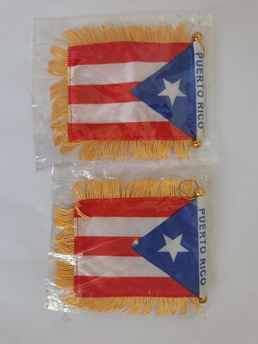2pcs Peurto Rico Hanging Flag for Car rearview mirror，3 X 5 Inch Puerto Rican Small Mini Car Pennant Banner Flag in Saudi Arabia