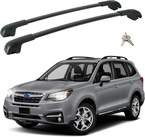 استبدال القضبان المتقاطعة لرف السقف من FLYCLE لسوبارو 2018-2023 XV Crosstrek /2017-2023 Impreza مع قفل، ألومنيوم لنقل البضائع على السطح وأمتعة قوارب الكاياك ودراجات التزلج على الجليد مع سياج جانبي مرتفع in Kuwait