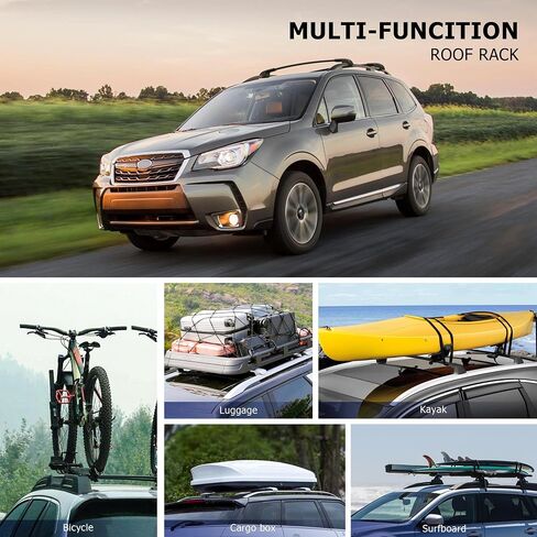 استبدال القضبان المتقاطعة لرف السقف من FLYCLE لسوبارو 2018-2023 XV Crosstrek /2017-2023 Impreza مع قفل، ألومنيوم لنقل البضائع على السطح وأمتعة قوارب الكاياك ودراجات التزلج على الجليد مع سياج جانبي مرتفع in Kuwait