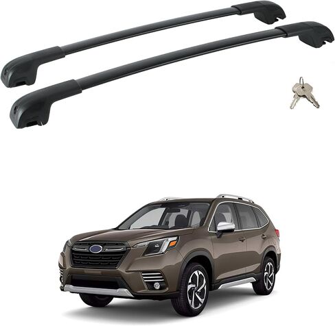 استبدال القضبان المتقاطعة لرف السقف من FLYCLE لسوبارو 2018-2023 XV Crosstrek /2017-2023 Impreza مع قفل، ألومنيوم لنقل البضائع على السطح وأمتعة قوارب الكاياك ودراجات التزلج على الجليد مع سياج جانبي مرتفع in Kuwait