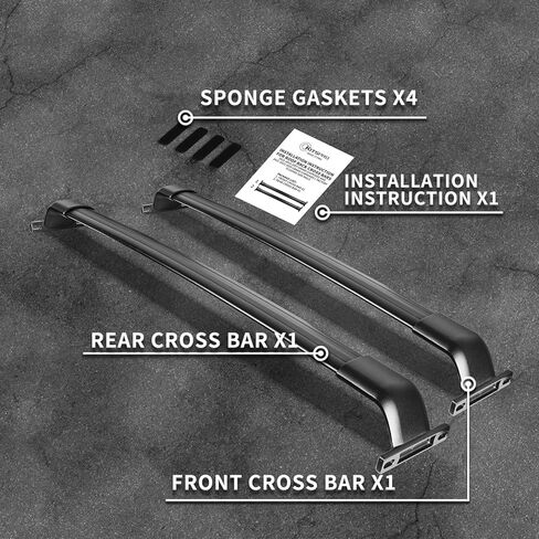 KitsPro 260 رطل قضبان متقاطعة لرف السقف لـ 2016-2019 Ford Explorer (تناسب فقط القضبان الجانبية المرتفعة في المصنع)، قضيب عرضي للشحن من الألومنيوم عالي التحمل باللون الأسود غير اللامع in Kuwait