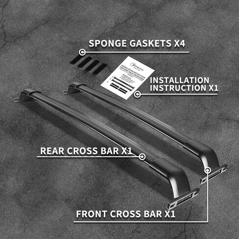 KitsPro 260 رطل قضبان متقاطعة لرف السقف لـ 2016-2019 Ford Explorer (تناسب فقط القضبان الجانبية المرتفعة في المصنع)، قضيب عرضي للشحن من الألومنيوم عالي التحمل باللون الأسود غير اللامع in Kuwait