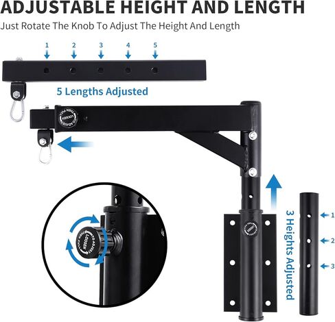شماعة حقيبة ثقيلة تثبت على الحائط، حامل حقيبة ملاكمة قابل للتعديل، حامل حقيبة ملاكمة شديدة التحمل لصالة الألعاب الرياضية المنزلية، سعة 800 رطل in Kuwait