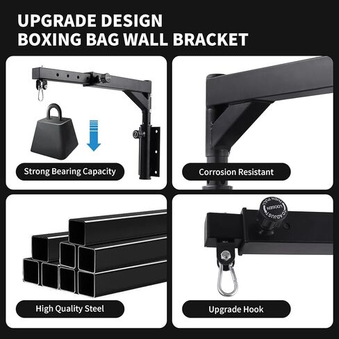 شماعة حقيبة ثقيلة تثبت على الحائط، حامل حقيبة ملاكمة قابل للتعديل، حامل حقيبة ملاكمة شديدة التحمل لصالة الألعاب الرياضية المنزلية، سعة 800 رطل in Kuwait